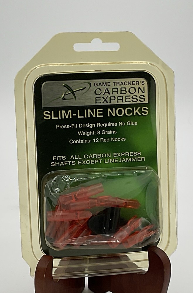Game Tracker’s Carbon Express In-Line Red Nocks NOS 8 Grains Pkg Of 12