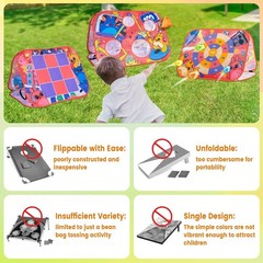 Giant 3-in-1 Bean Bag Toss Game for Kids, Toddler Outdoor Toy Tic Tac Toe Gam…