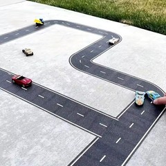 Reusable Cartoon Road Track Stickers Black Road Tape for Party Racing Decor 2PCS
