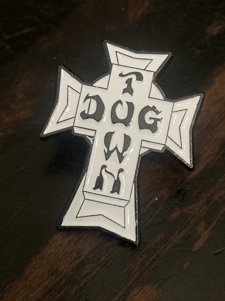 NEW Dogtown Skateboards 70’s Cross Logo Black & White Enamel Pin.