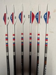 USA! 6- Easton 6.5mm 340 Classic Carbon Arrows Custom Dip/Crest & Blazer Vanes