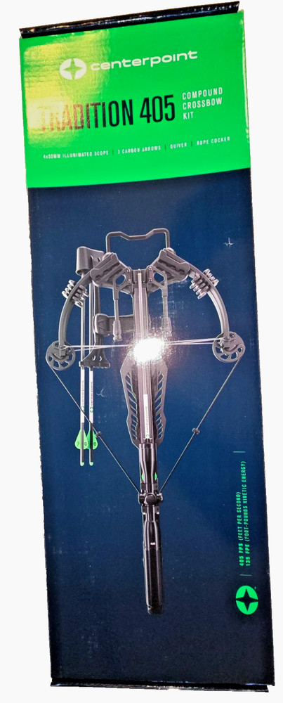 New Sealed Centerpoint Tradition 405 Crossbow Pkg. – MSRP $449 – $ FREE SHIPPING