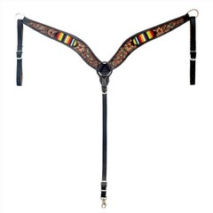Hilason Horse Floral Hand Carved American Leather Breast Collar Headstall