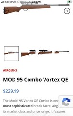 Hatsan Model 95 Vortex QE Combo 22 cal Rifle W/Optima 3-9×32 Scope