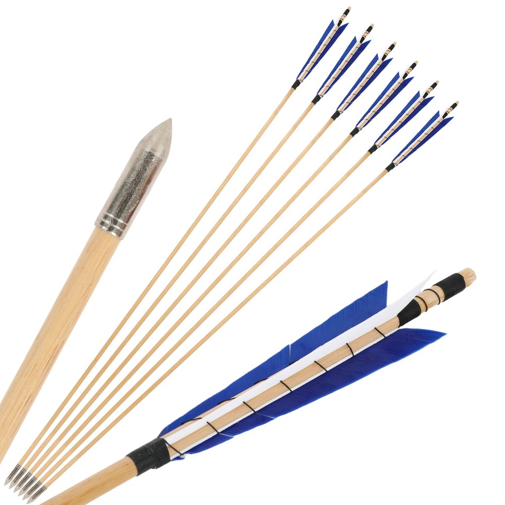 12X 32″ Wooden Arrows 5″ Turkey Feathers Recurve Longbow Archery Shooting Target