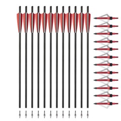 20″ Carbon Crossbow Bolts Arrows Hunting Tips Broadheads Arrowheads ID7.6mm 12x