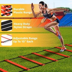Yes4All Agility Ladder Adjustable Speed & Training B. Set Orange