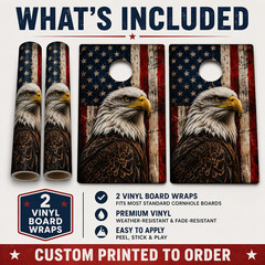 Patriotic Eagle Cornhole Board Wraps Set of 2 American Flag Vinyl 24×48