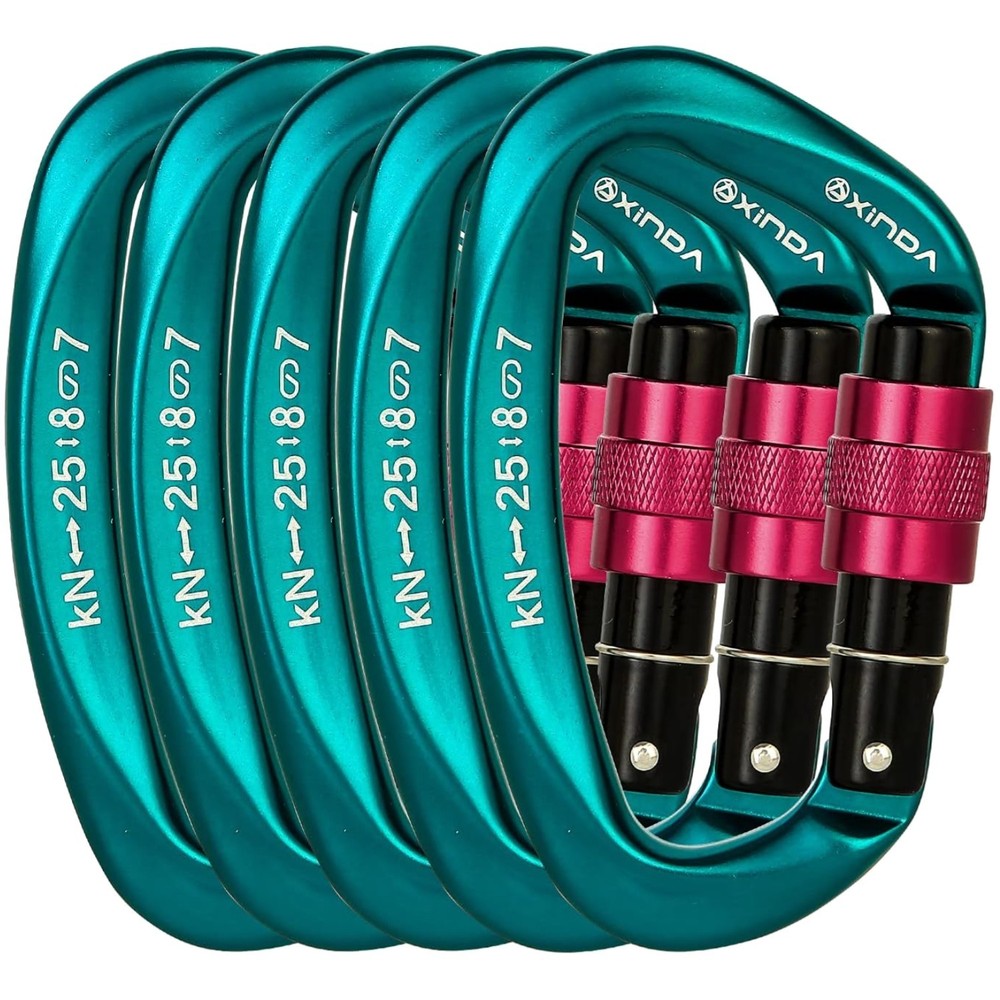 Heavy Duty Rock Climbing Carabiner Set – D Shape Design