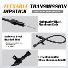 HAHAHA 700R4 4L60E 4L80E Trans Flexable Stainless Braided Hose Dipstick Black