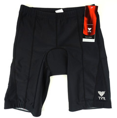 TYR 8in Cycling Shorts Muli-Sport Mens Size Large Black Quik Pad Triathlon USA