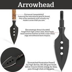 6x Hunting Arrowheads Steel Broadheads Bow Archery Shooting Target Arrow Points
