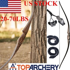 54″ Traditional Recurve Bow 20-70 LBS Wooden Longbow for Archery Hunting Target
