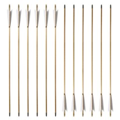 12Pcs 33″ Handmade Wooden Arrows Tradition Europe Style Turkey Feather Longbow