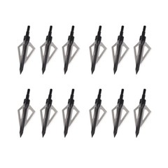 12PCS Archery Broadhead 100grain 3-blade cut 5/6″ ArrowHead Hunting Point Arrows