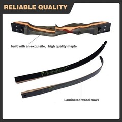 US 62″ 20-50LBS Takedown Recurve Bow Kit Wooden Archery Arrows Target Hunting RH