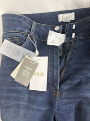 Horze Kaia Womens High Waist Denim Silicone Full Seat Breeches Dark Blue Size 28