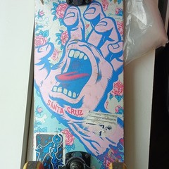 Santa Cruz Skateboard Wood Blue Pink Multicolor Screaming Hand Graphic Art Theme