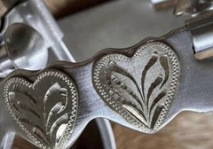 Pair Ladies Western HEART Design Engraved German Silver Spurs