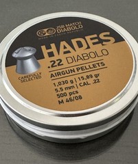 JSB Match 500 Count HADES Hollow Point 5.5mm .22 Caliber Premium Airgun Pellets