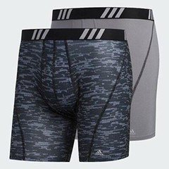 Adidas Men’s Boxer Briefs 2 Pack L 36-38 Black Grey Stretch Performance MSRP$26