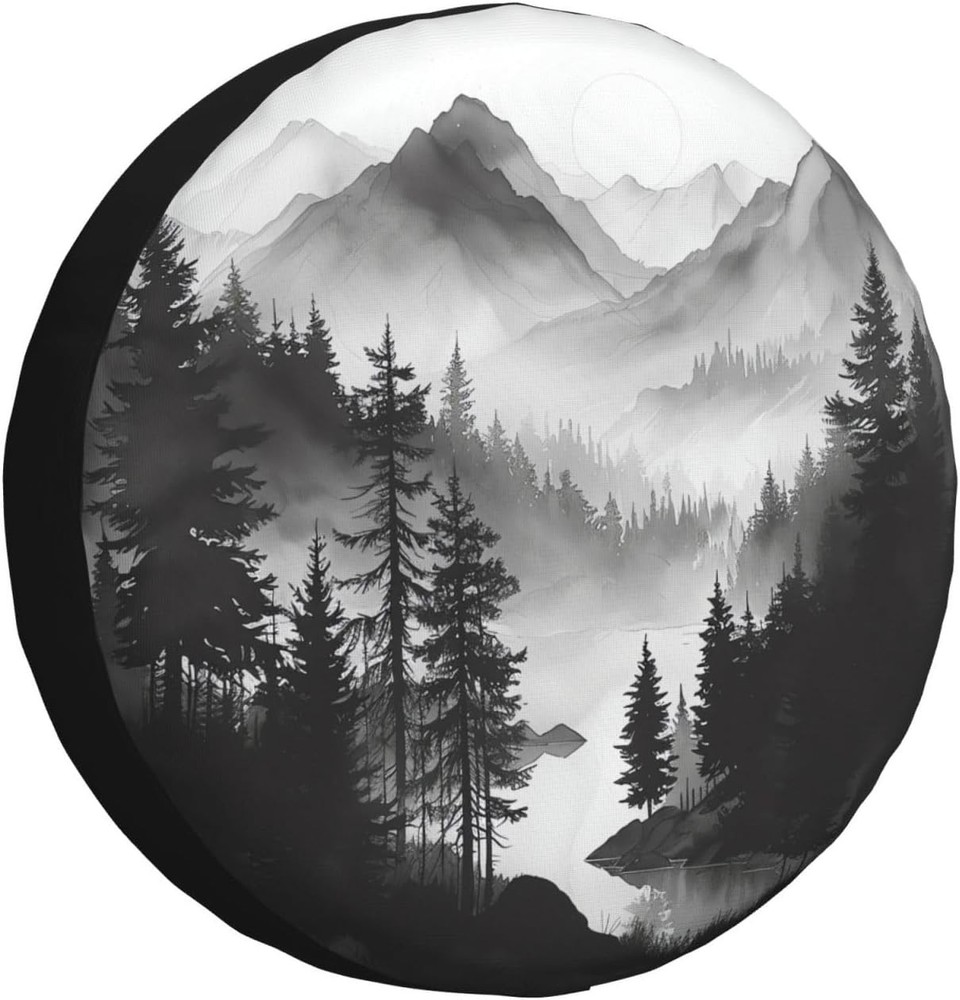 Spare Tire Cover Mountain Lake Tree Landscape Wheel Covers Weatherproof Universa
