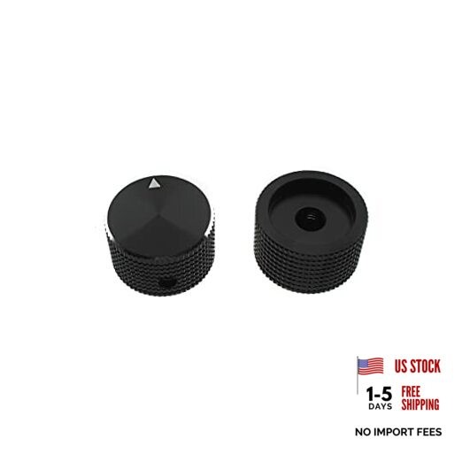 Rotary Potentiometer Control—Black Aluminum Alloy—Volume Audio Knob—2 Pieces