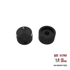 Rotary Potentiometer Control—Black Aluminum Alloy—Volume Audio Knob—2 Pieces