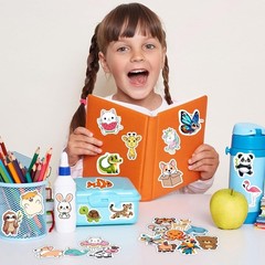 100PCS Water Bottle Stickers for Kids Waterproof Animal Vinyl Laptop Skateboard