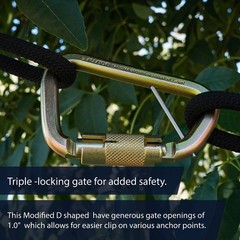 Tacoma D Shaped Triple Lock Alloy Steel Carabiner Heavy Duty Climbing Gear
