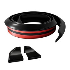 Car Rear Spoiler Roof Lip Kit, Carbon Fiber 3D Rubber Trunk Glossy Black