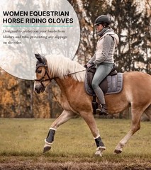 Women’s Equestrian Riding Gloves Leather Mittens for All Seasons