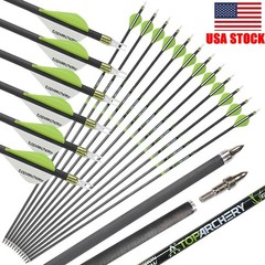 6-PACK 30″ Pure Carbon Arrows Spine 300/350/400 Archery Outdoor Hunting Target