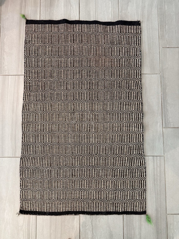 Vintage Wool Twill Weave Double Saddle Blanket | Geometric Southwestern Navajo