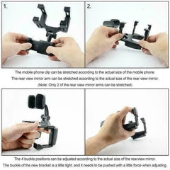 Universal 360 Rotation Car Rear View Mirror Mount Stand GPS Cell Phone Holder