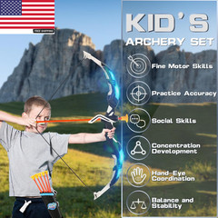 Bow and Arrow Set for Kids, 2 Pack LED Light up Archery Set with 20 Suction Cup