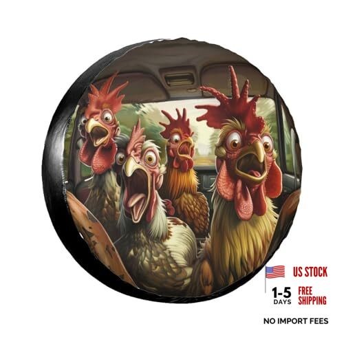 Funny Print Spare Tire 17″ for tire diameter 31.49″-32.67″/80-83cm Chicken