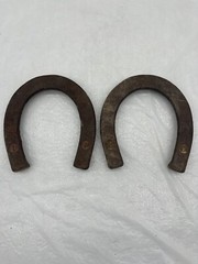 Pair of 2 Antique Vintage Pitching Horseshoes Marked 1 & 2 front & D back