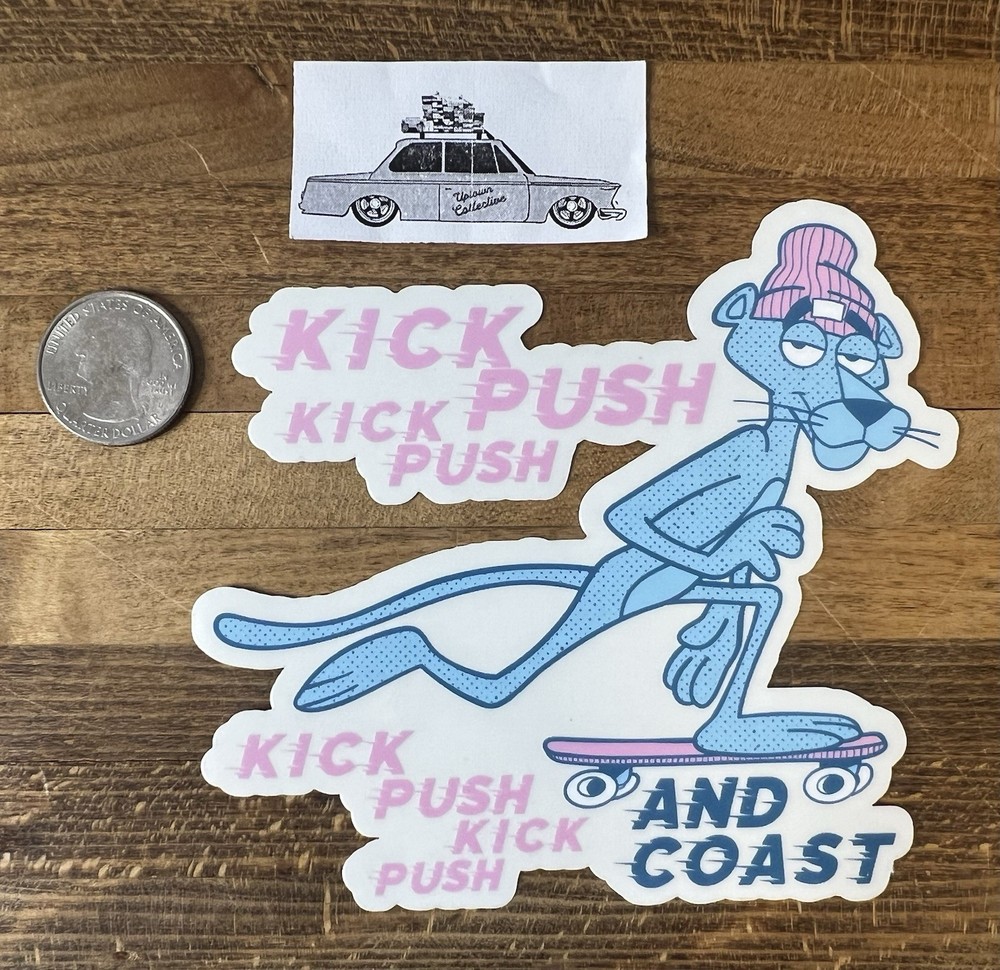 Thumbs Pink Panther Kick Push Coast Sticker NOS Shepard Fairey DFace One 1
