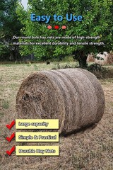 Round Bale Hay Net for Horses 5×5 FT Heavy Duty Slow Feed Net with 1.5″ Knotless