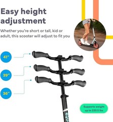 Durable 8-Inch Wheel Kick Scooter for All Ages, 220lbs Max Load, Ergonomic Grip