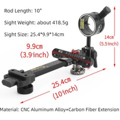Compound Bow Sight 1Pin Carbon 0.019″ 4X 6X 8X Lens Micro Fiber Adjustable Hunt