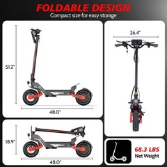EOEOTWO Electric Scooter for Adult 1200W 30MPH 40Mile 48V23.4AH Fast Escooter