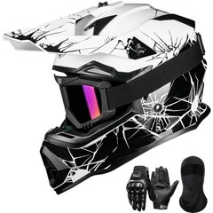 Adult Dirt Bike Helmets Men Women Motocross ATV Off Road Large Black White
