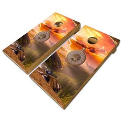 KT Cornhole Wraps Landscape in Time laminated Cornhole Vinyl Wraps / Sticker(2 P