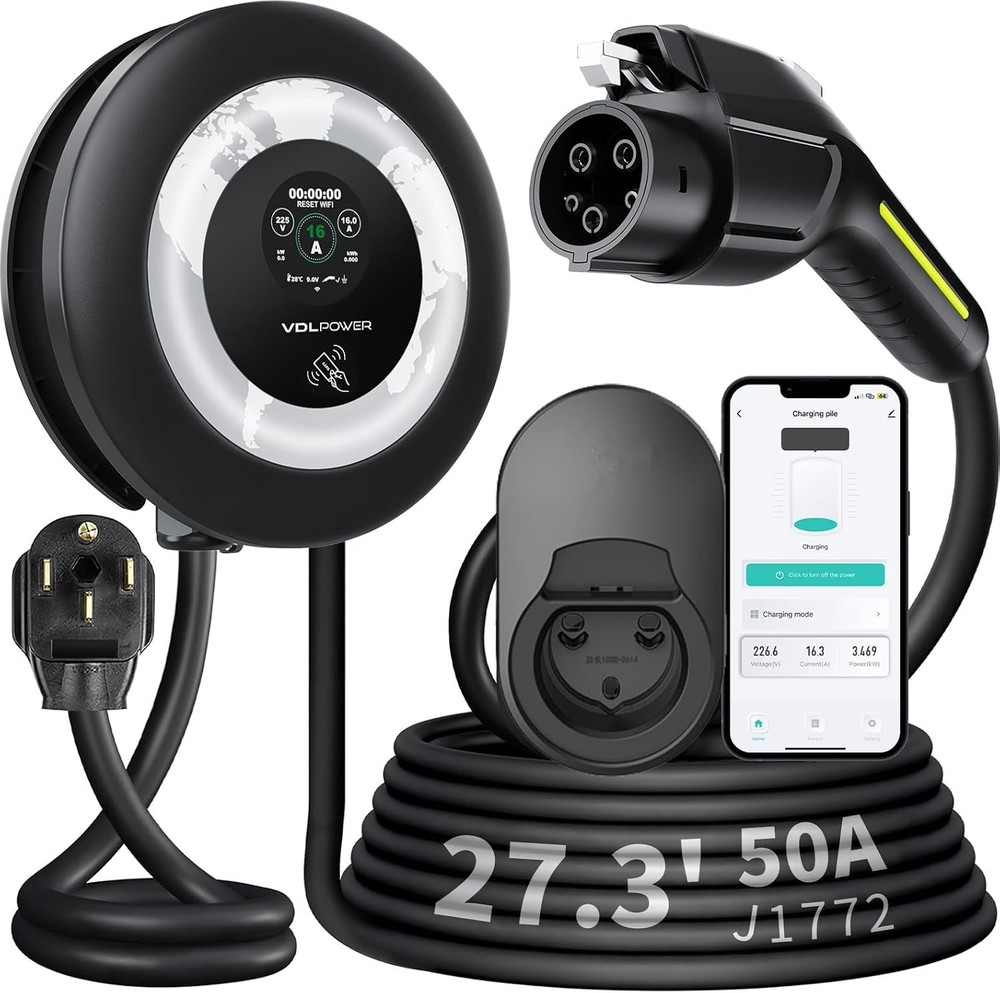 Level 2 EV Charger 11.5KW 50A Fast Home Charging 27.3ft