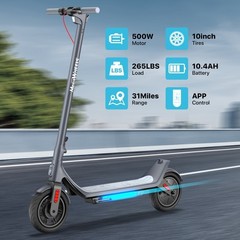 Electric Scooter Adult 500W Range 10″ Tire E-Scooter 31 Miles 25km/h Speed & APP