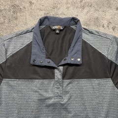 Kerrits Shirt Womens Large Blue Short Sleeve Polo Snap Outdoors Horse Equestrian