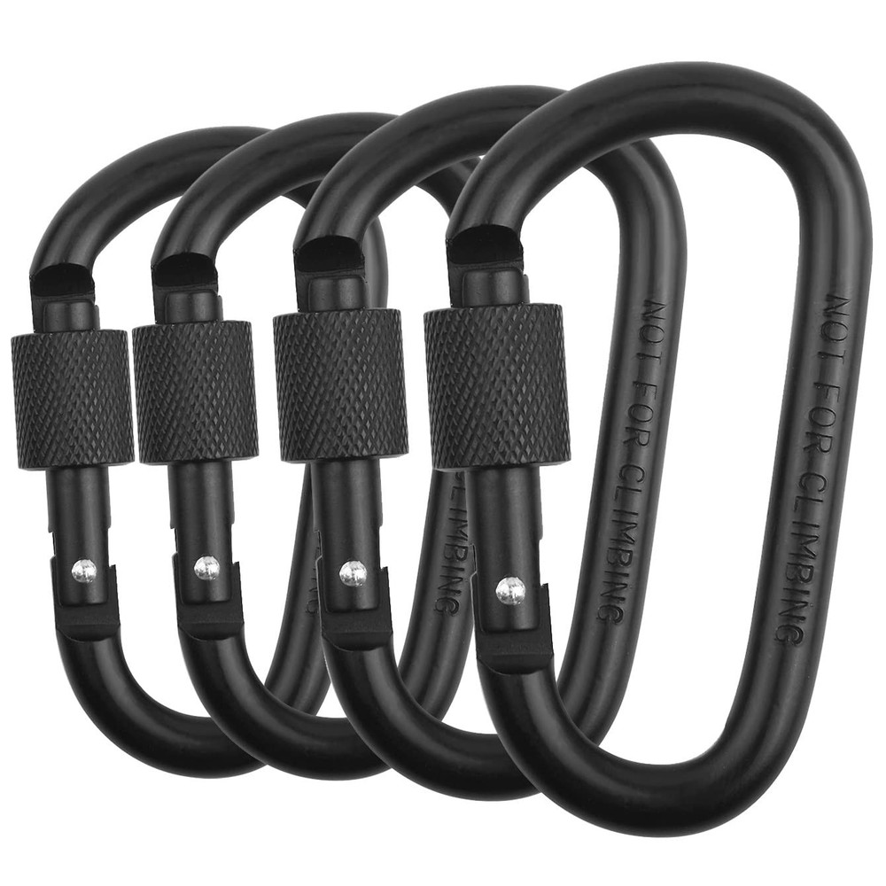 Locking Carabiner Clip, Vonpri 3 Inch D Ring Clips Spring Snap Key Black 4pcs