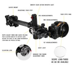 5 Pin Compound Bow Sight Carbon Scope 4X 6X 8X Lens .019″ Archery Hunting RH LH